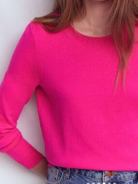 Boden Bright Pink Crew Neck Sweater